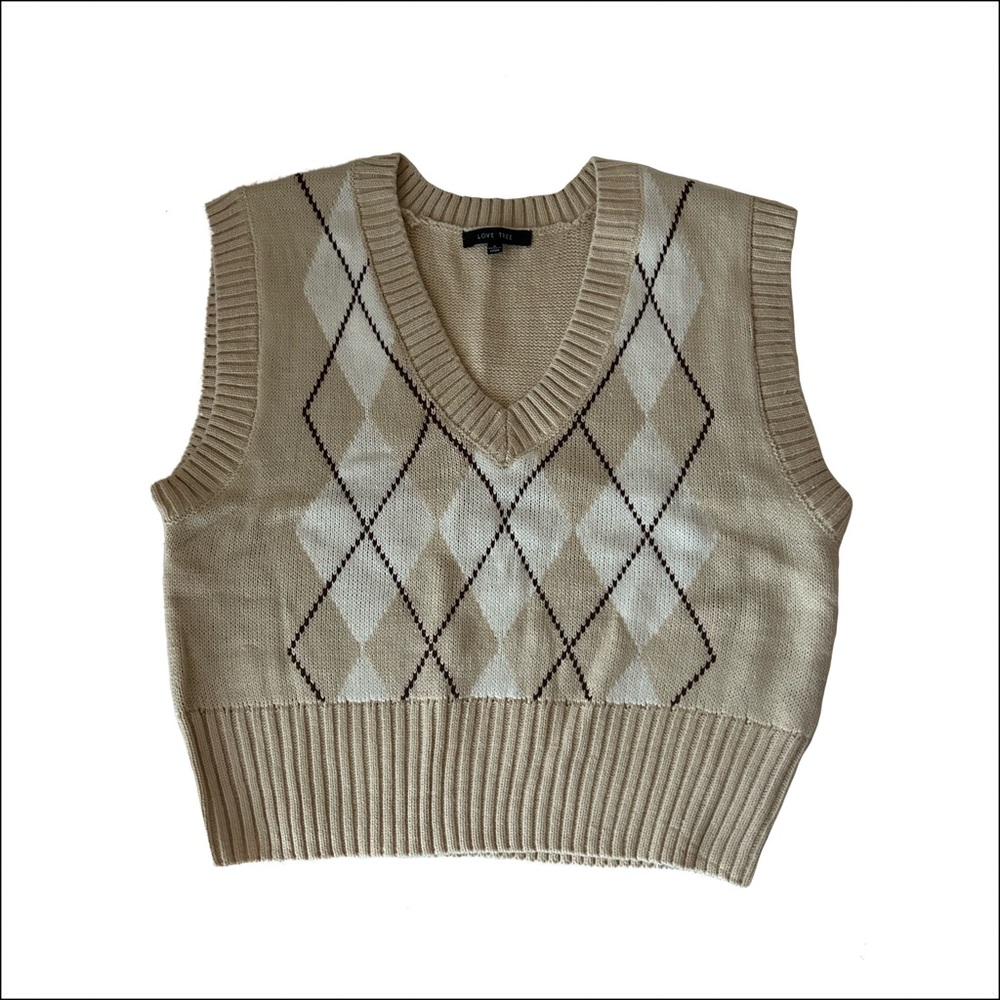 Argyle Cream Sweater Vest